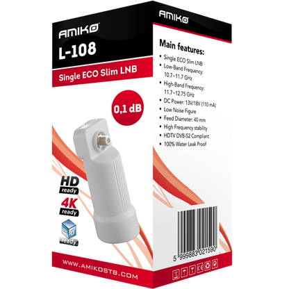 Amiko LNB Single, sum 0,1dB, vodonepropusan - L-108
