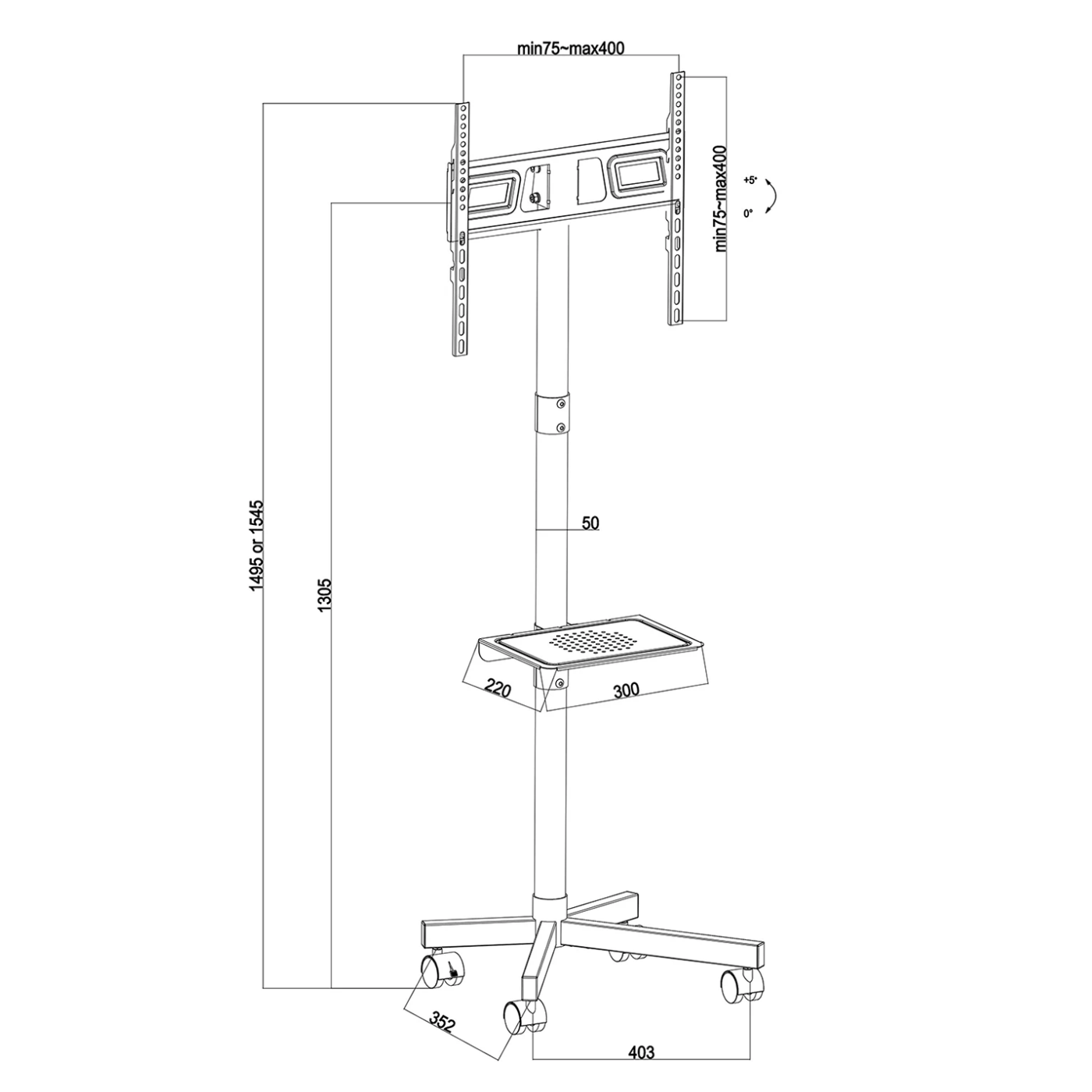 Maclean Nosač za TV, stalak, pokretni, 32"-55", 25kg - MC-949