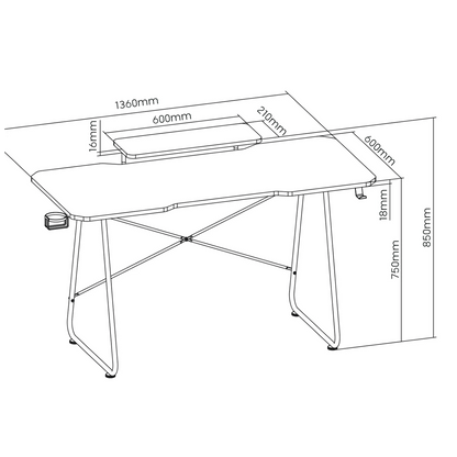 NanoRS Radni sto za PC sa policom za monitor, 136 x 60 cm - RS170