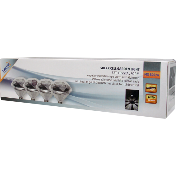 home Solarna vrtna LED lampa, metalna, set 4 komada, 200 mAh - MX 802/4