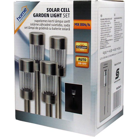 home Solarna vrtna LED lampa, metalna, set 4 komada, 300 mAh - MX 804/4