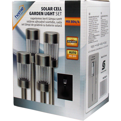 home Solarna vrtna LED lampa, metalna, set 4 komada, 300 mAh - MX 804/4