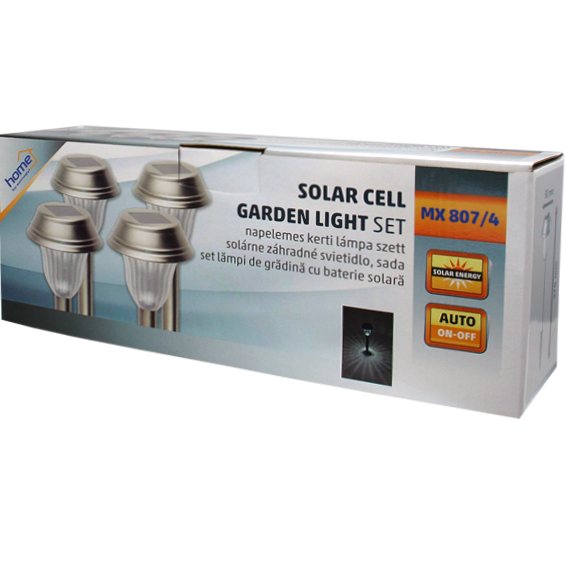 home Solarna vrtna LED lampa, metalna, set 4 komada, 200 mAh - MX 807/4