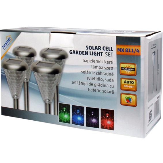 home Solarna vrtna LED lampa, metal/staklo, set 4 komada, 300 mAh - MX 811/4