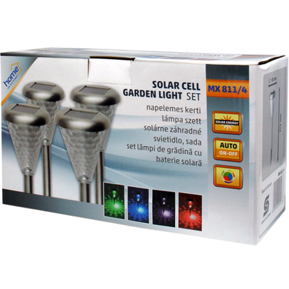 home Solarna vrtna LED lampa, metal/staklo, set 4 komada, 300 mAh - MX 811/4