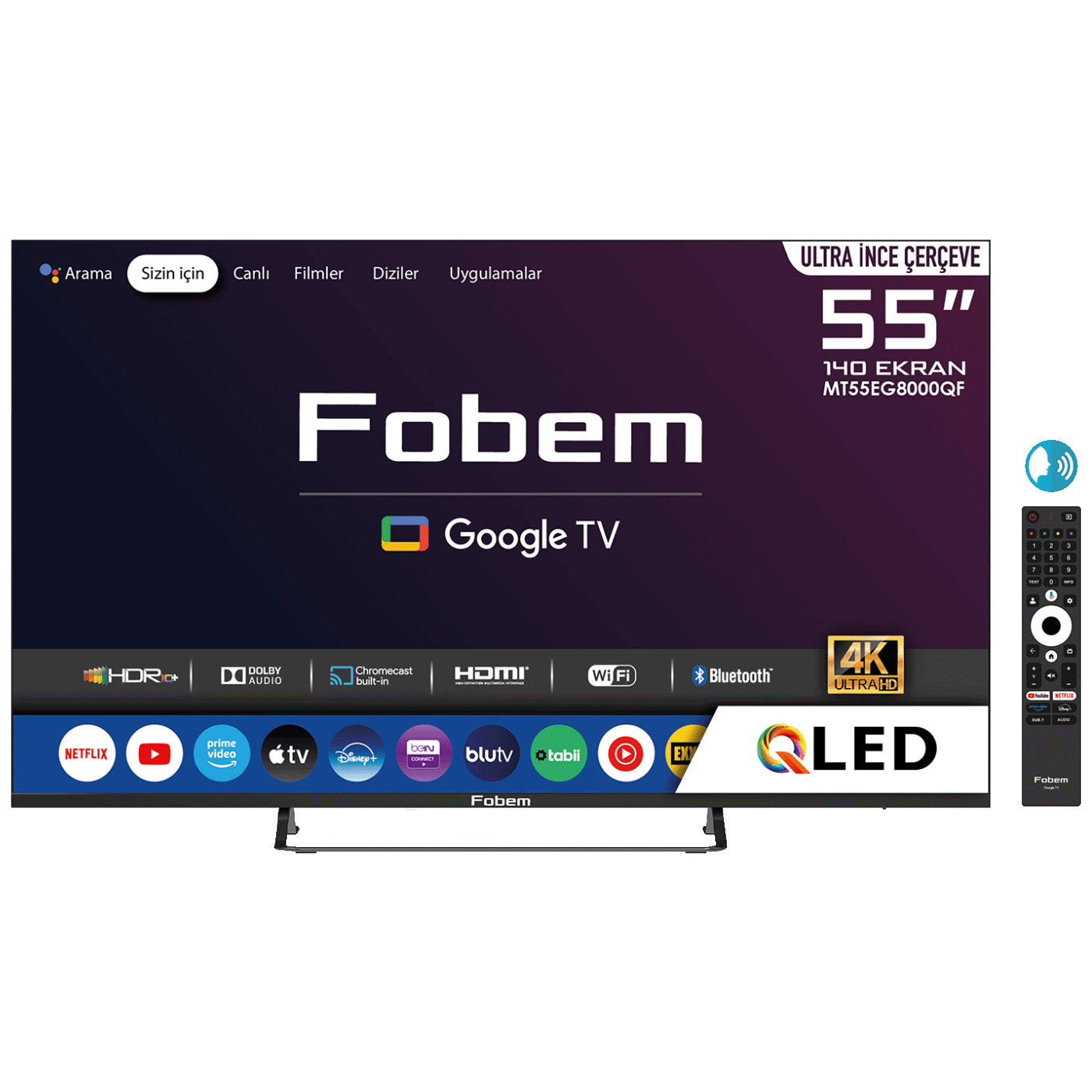 Fobem Televizor Smart QLED 4K UltraHD 55", Google TV - MT55EG8000QF