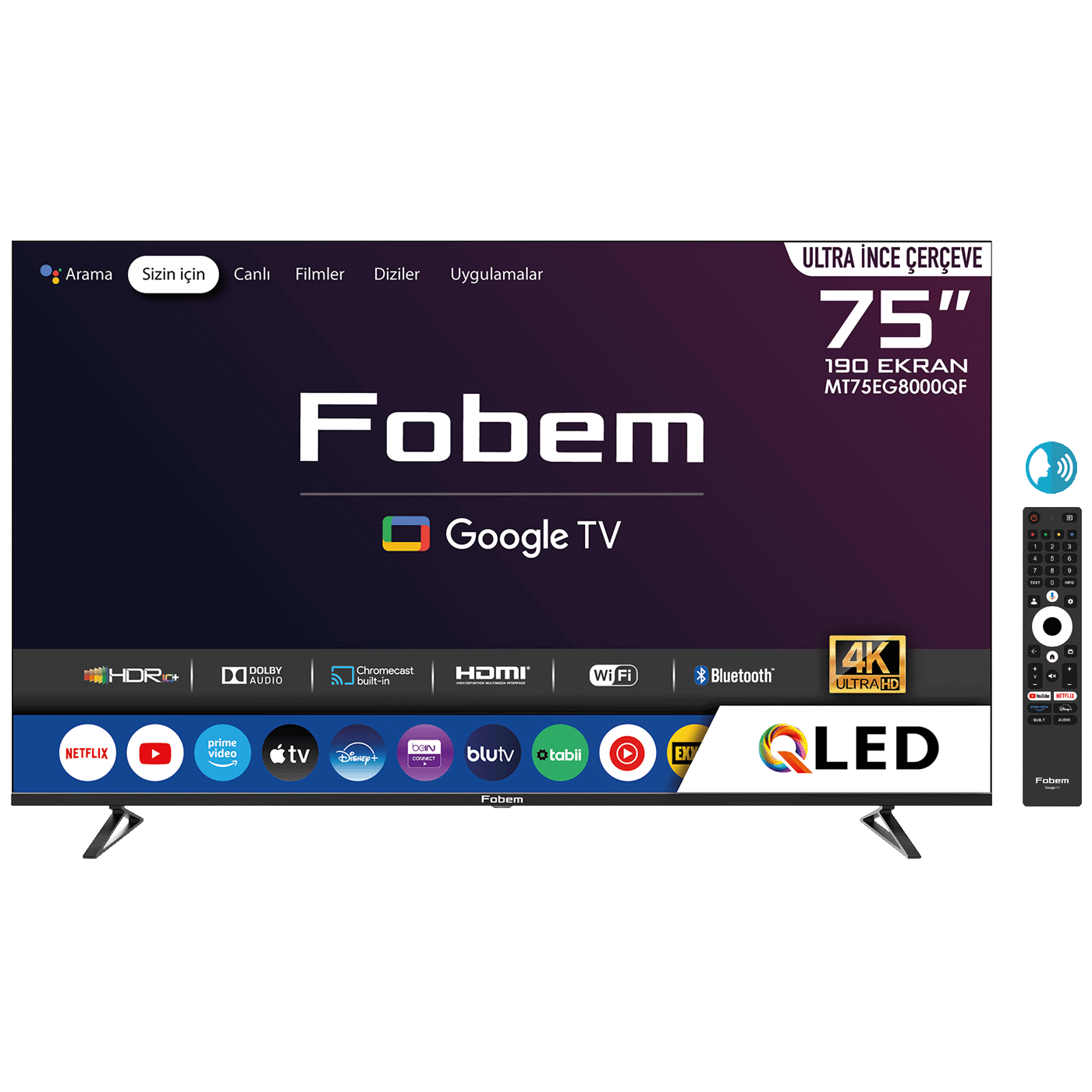 Fobem Televizor Smart QLED 4K UltraHD 75", Google TV - MT75EG8000QF
