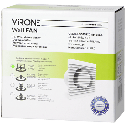 Virone Aspirator ugradbeni za ventilaciju, kabel i prekidač, 100 mm - BF-100/PS