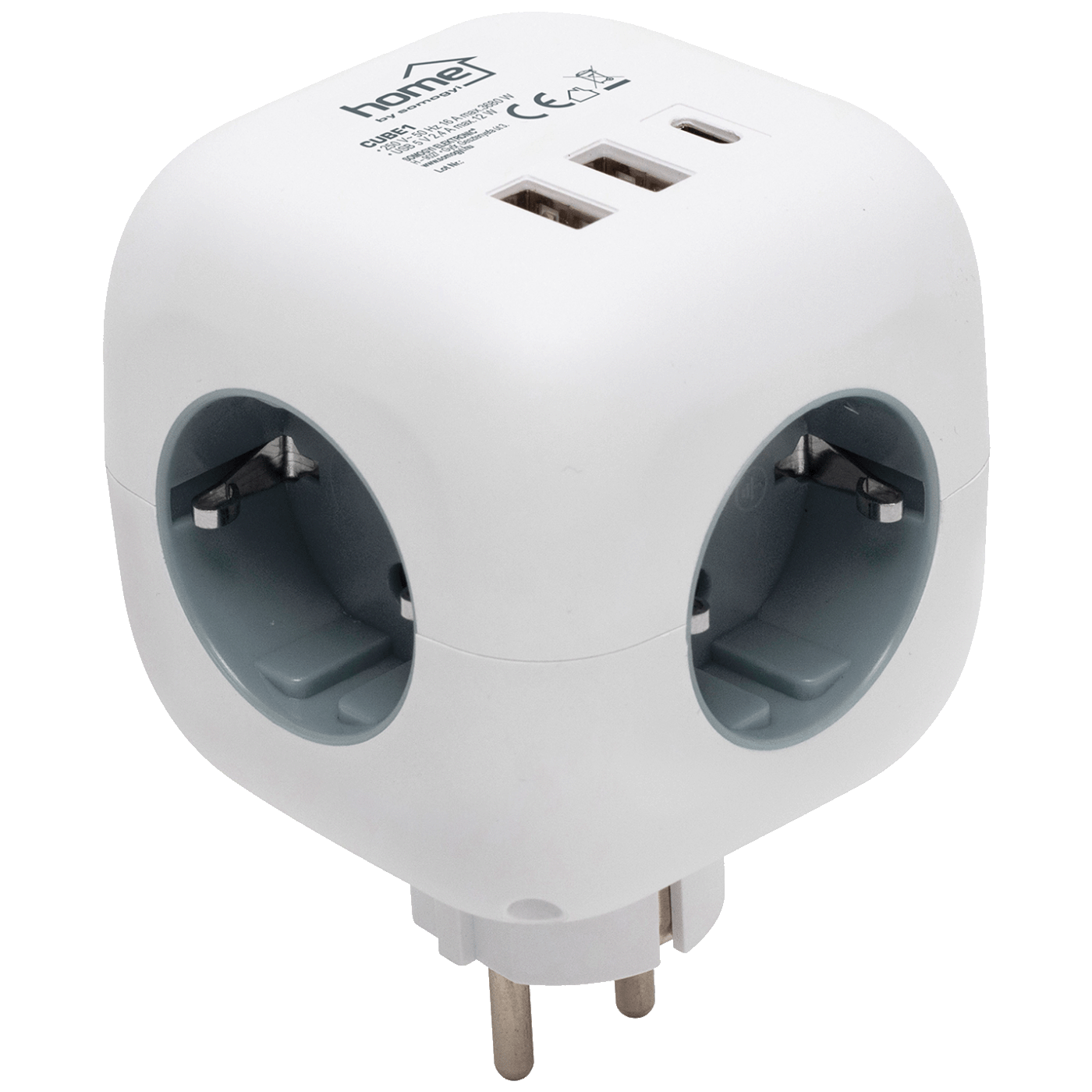 home Strujni razdjeljnik sa 3 utičnice,  3 x USB, kocka - CUBE1