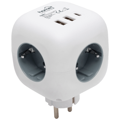 home Strujni razdjeljnik sa 3 utičnice,  3 x USB, kocka - CUBE1