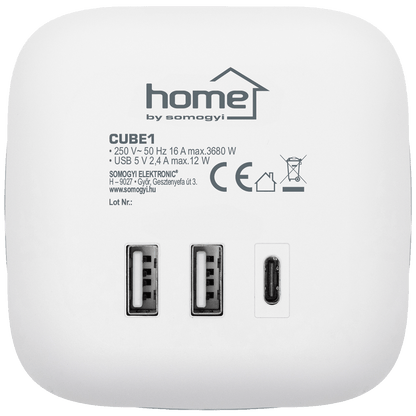 home Strujni razdjeljnik sa 3 utičnice,  3 x USB, kocka - CUBE1