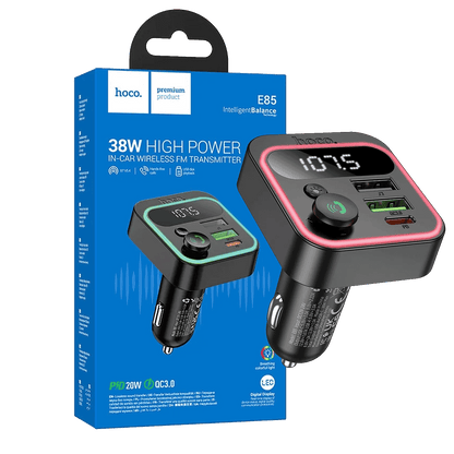 hoco. FM modulator, Bluetooth, 12/24V, 2 x USB, PD QC3.0 20W - E85 Tiger