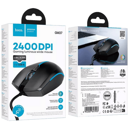 hoco. Miš optički, gaming, 2400 dpi, USB - GM37 Wonderful Black