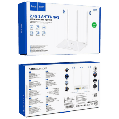 hoco. Wireless N Router, 3 porta, 300 Mbps, 3 x 5 dBi antena - HI30