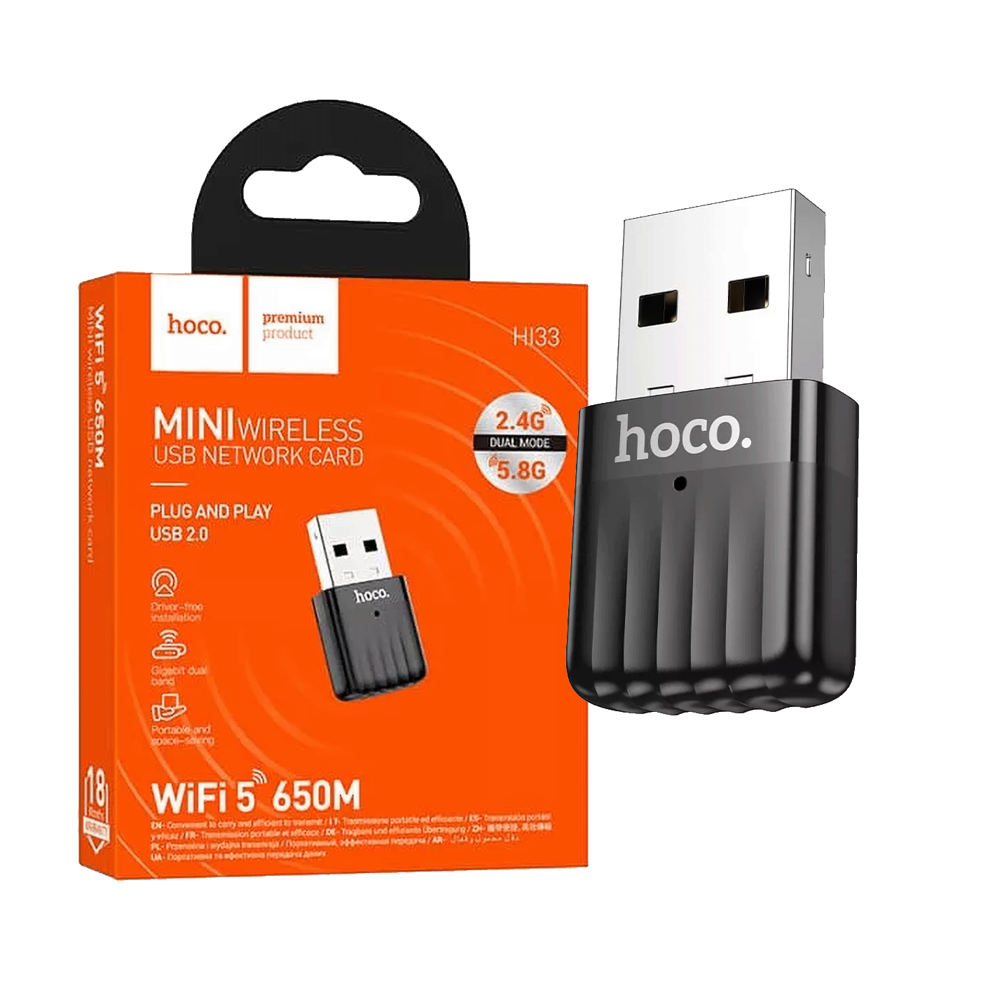 hoco. Wi-Fi mrežna kartica, 650 Mbps Dual Band, USB - HI33 USB