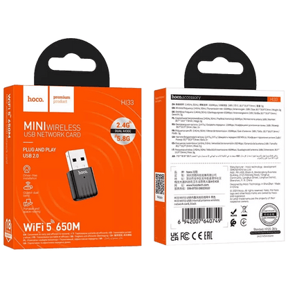 hoco. Wi-Fi mrežna kartica, 650 Mbps Dual Band, USB - HI33 USB