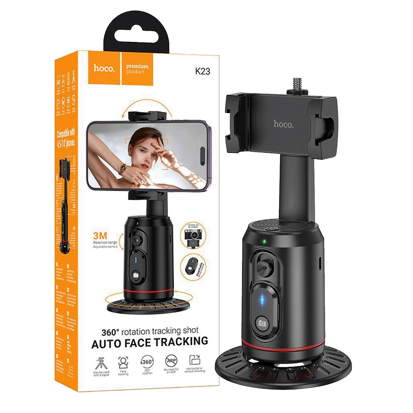 hoco. Držač za telefon s automatskim praćenjem lica, 360° - K23 Lotus