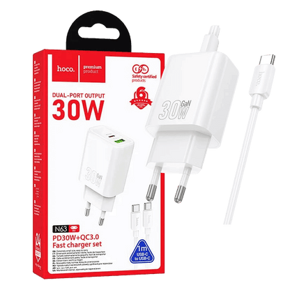 hoco. Punjač kućni sa type C kabelom, PD30W, QC3.0 - N63 Gentle type C
