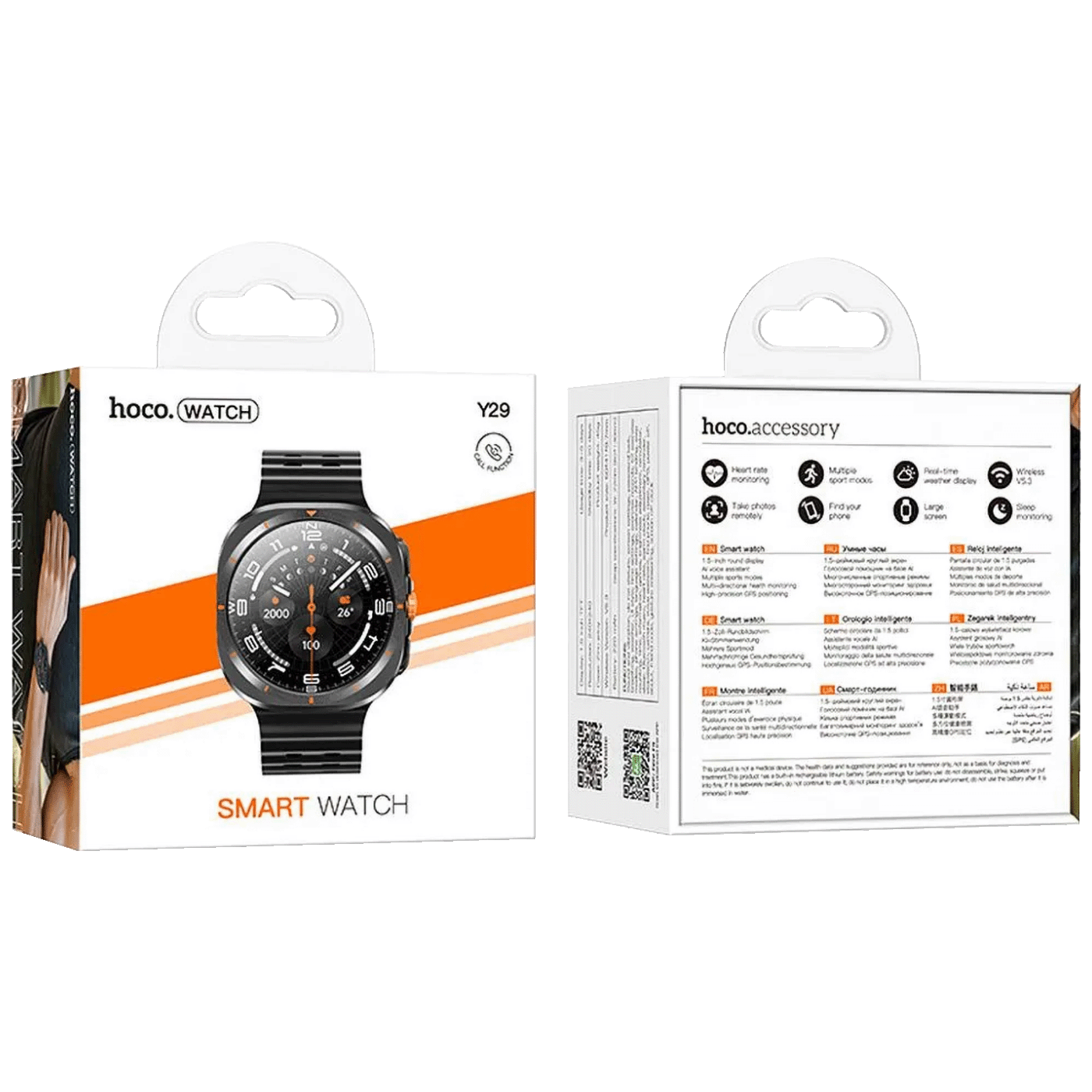 hoco. Pametni sat, 1.5" zaslon, Bluetooth, IP67 - Y29 Black