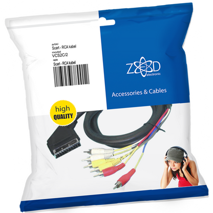 ZED electronic Scart - RCA (činč) kabl, 6 x RCA, dužina 2.0 met - VCS2C/2
