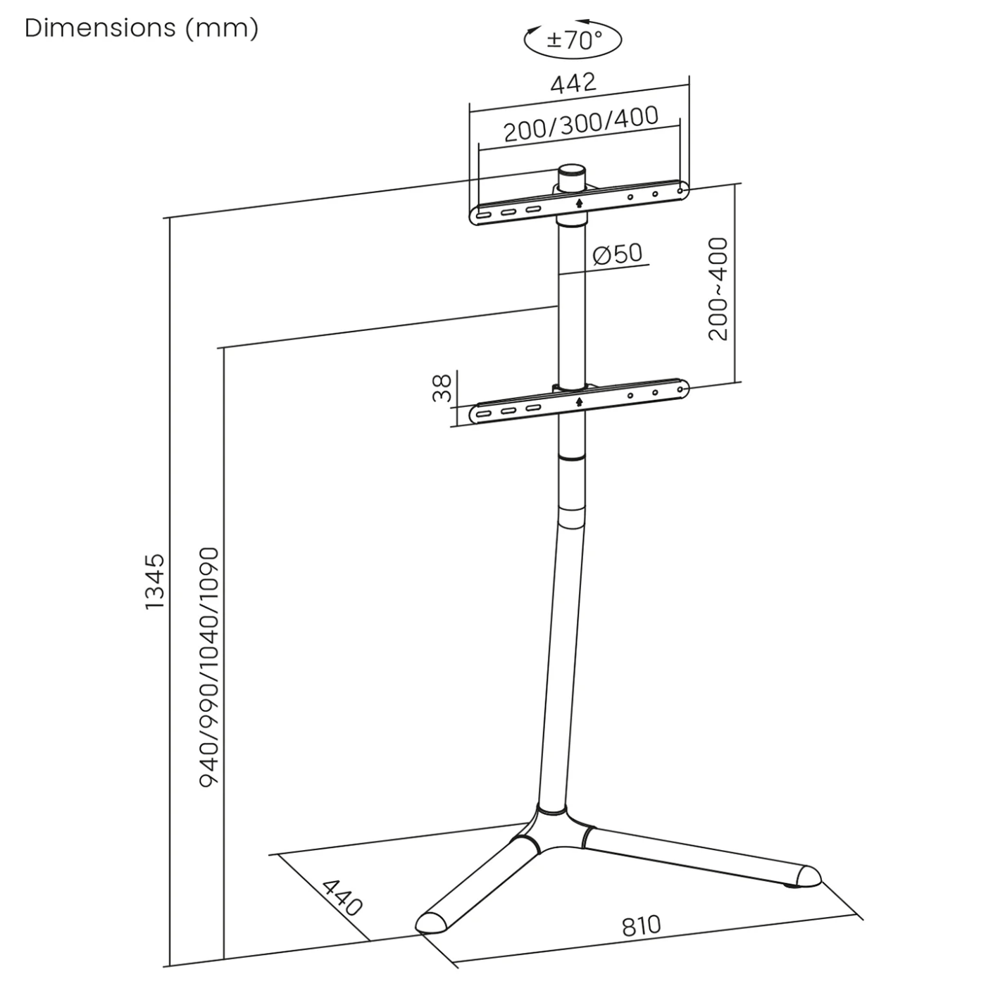 Maclean Stalak za TV prijemnik, 32"- 70", 40 kg - MC-494
