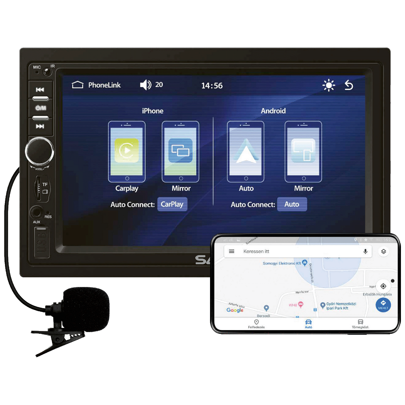 SAL Auto radio, 4 x 45W, 7" LCD Display, BT, USB, microSD - VBX910