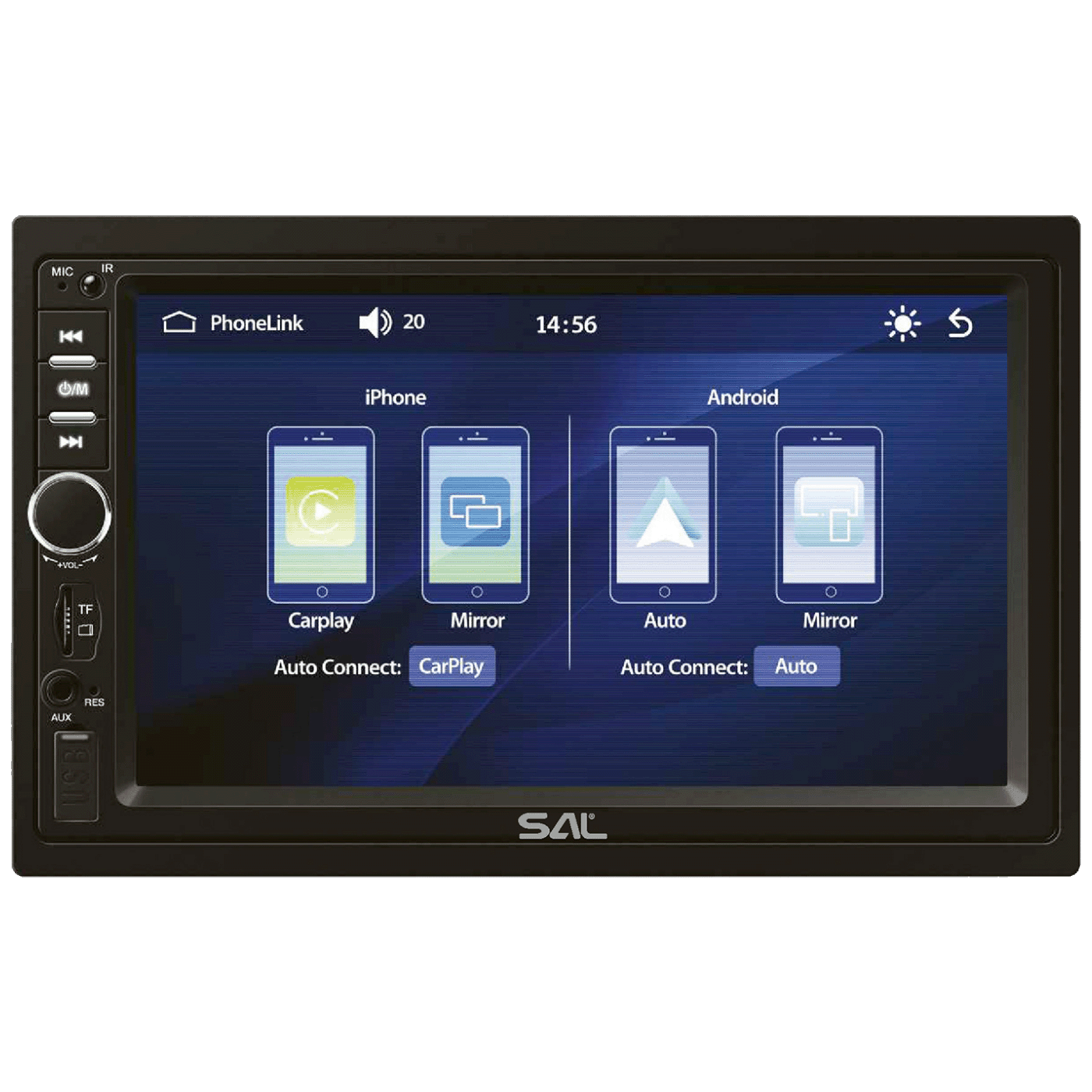 SAL Auto radio, 4 x 45W, 7" LCD Display, BT, USB, microSD - VBX910