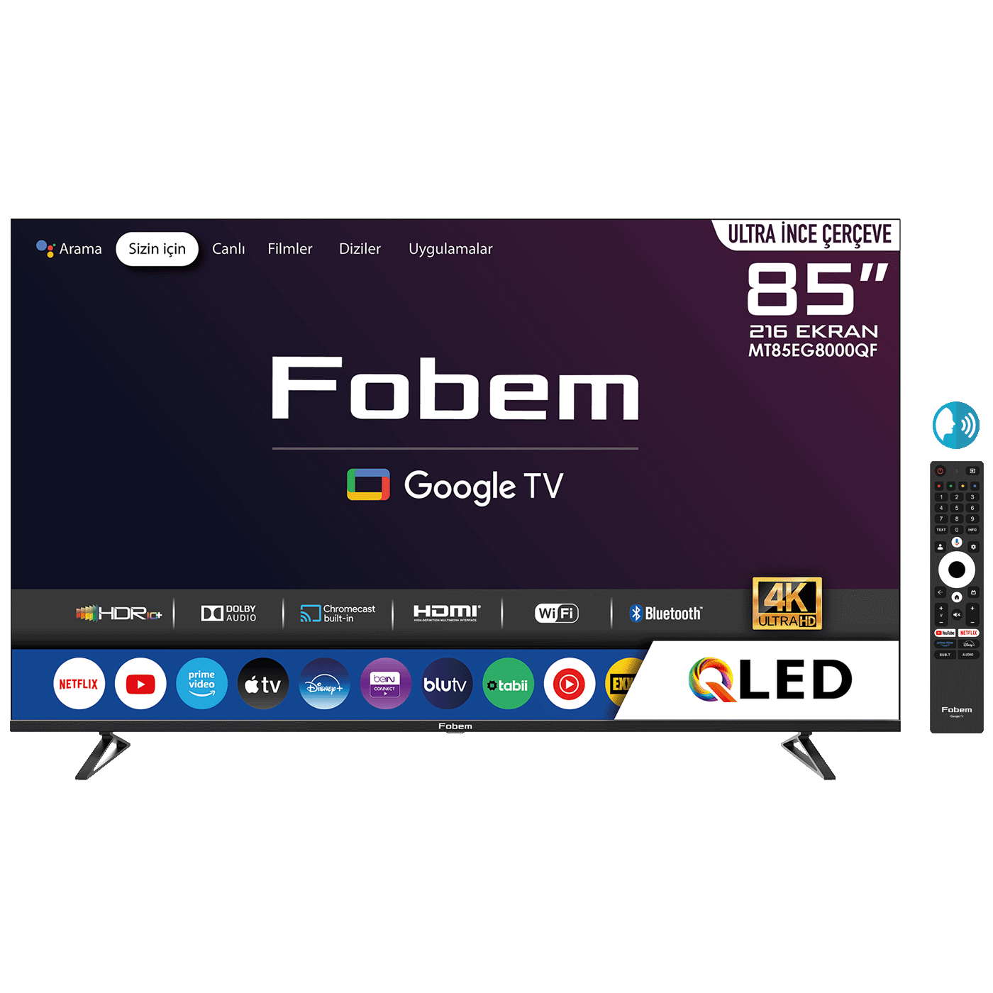 Fobem Televizor Smart QLED 4K UltraHD 85", Google TV - MT85EG8000QF
