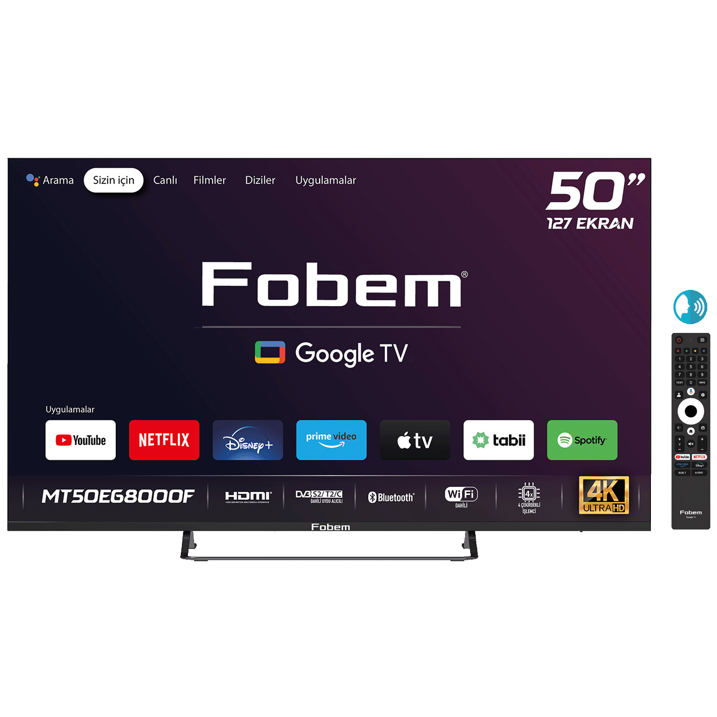 Fobem Televizor Smart QLED 4K UltraHD 50", Google TV - MT50EG8000QF
