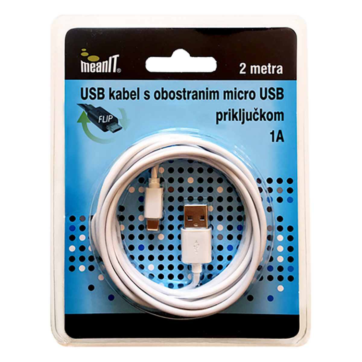 MeanIT USB A na USB micro kabl, FLIP, dužina 2.0 metra - USB / micro USB - 2m