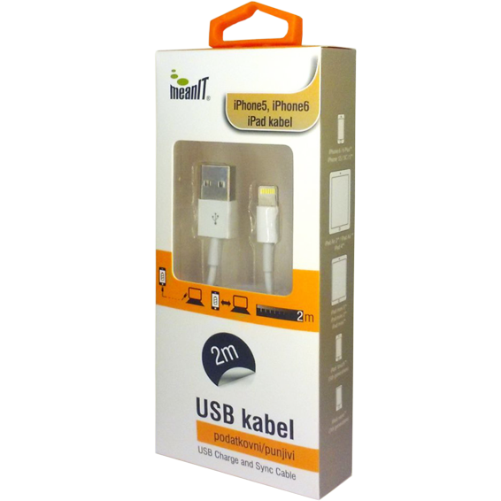 MeanIT USB kabl za Iphone 5 / 6, iPAD, dužina 2.0 metra, bijeli - KABEL ZA IPHONE 5 / 6, iPAD