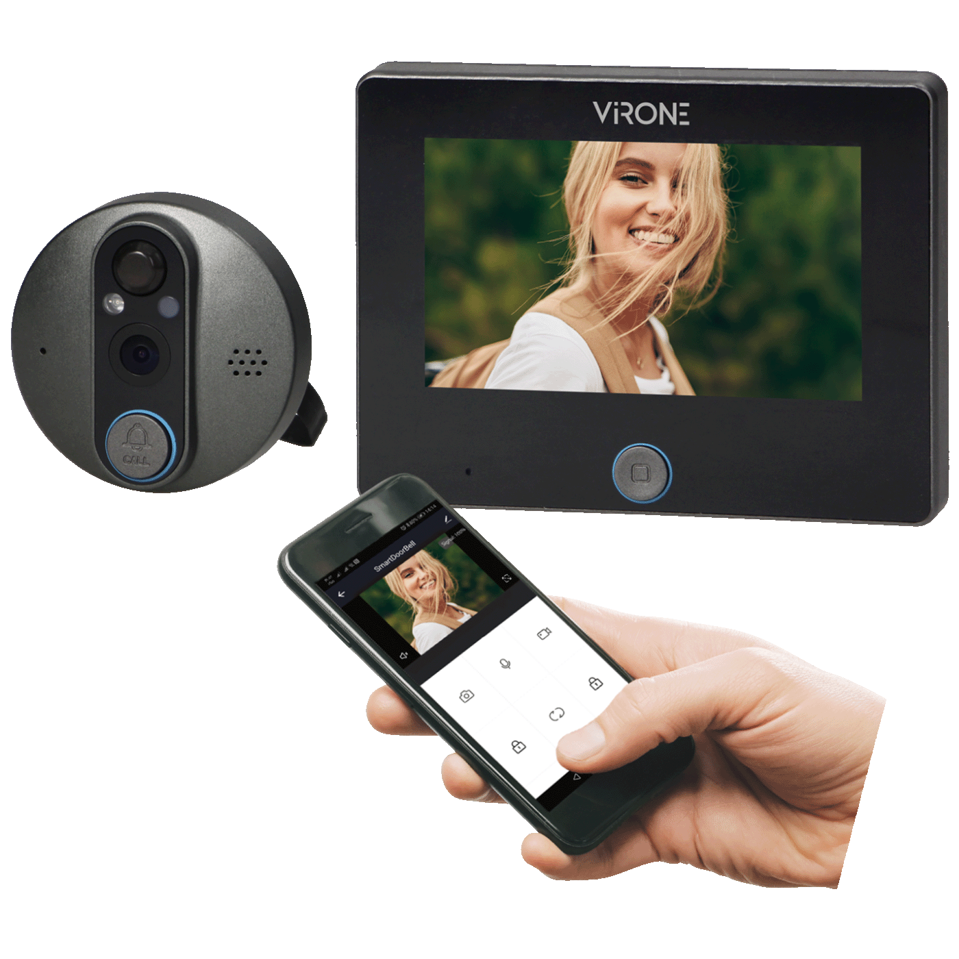 Virone Digitalna špijunka za ulazna vrata, Smart, 4.3", LCD, WiFi - DV-3