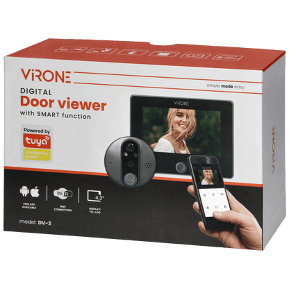 Virone Digitalna špijunka za ulazna vrata, Smart, 4.3", LCD, WiFi - DV-3