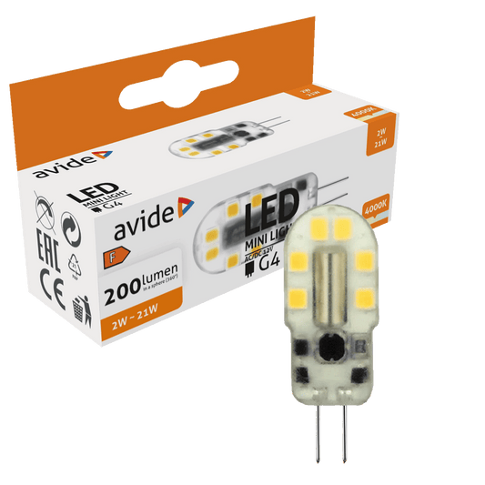 Avide Sijalica, G4, LED 2W, 4000K, 12V DC, bijela svjetlost - ABG4NW-2W-B
