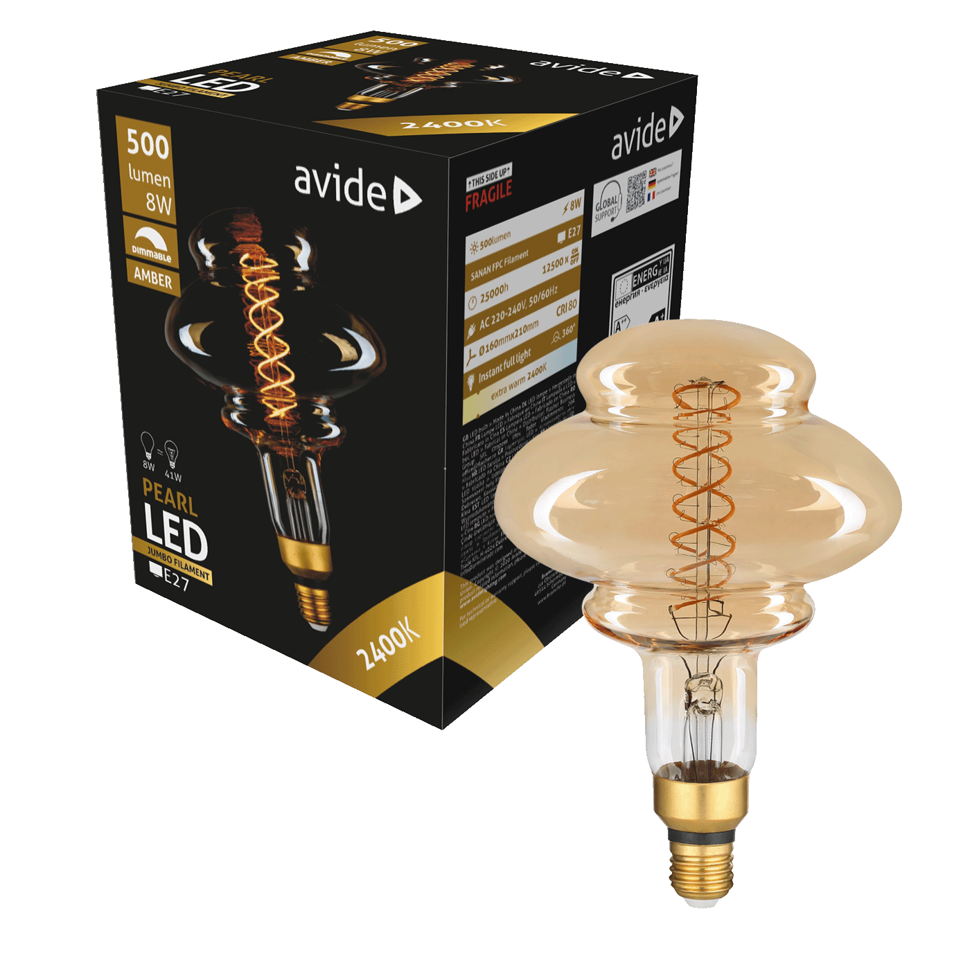 Avide Sijalica, LED 8W, E27 - Jumbo Amber 8W E27