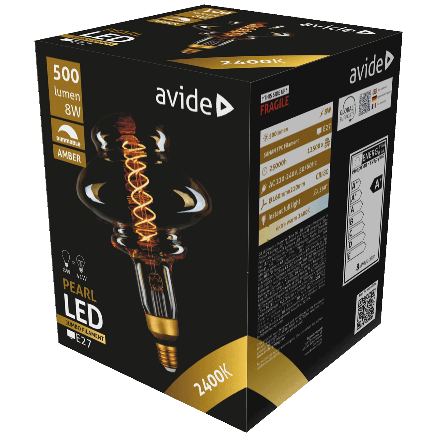 Avide Sijalica, LED 8W, E27 - Jumbo Amber 8W E27