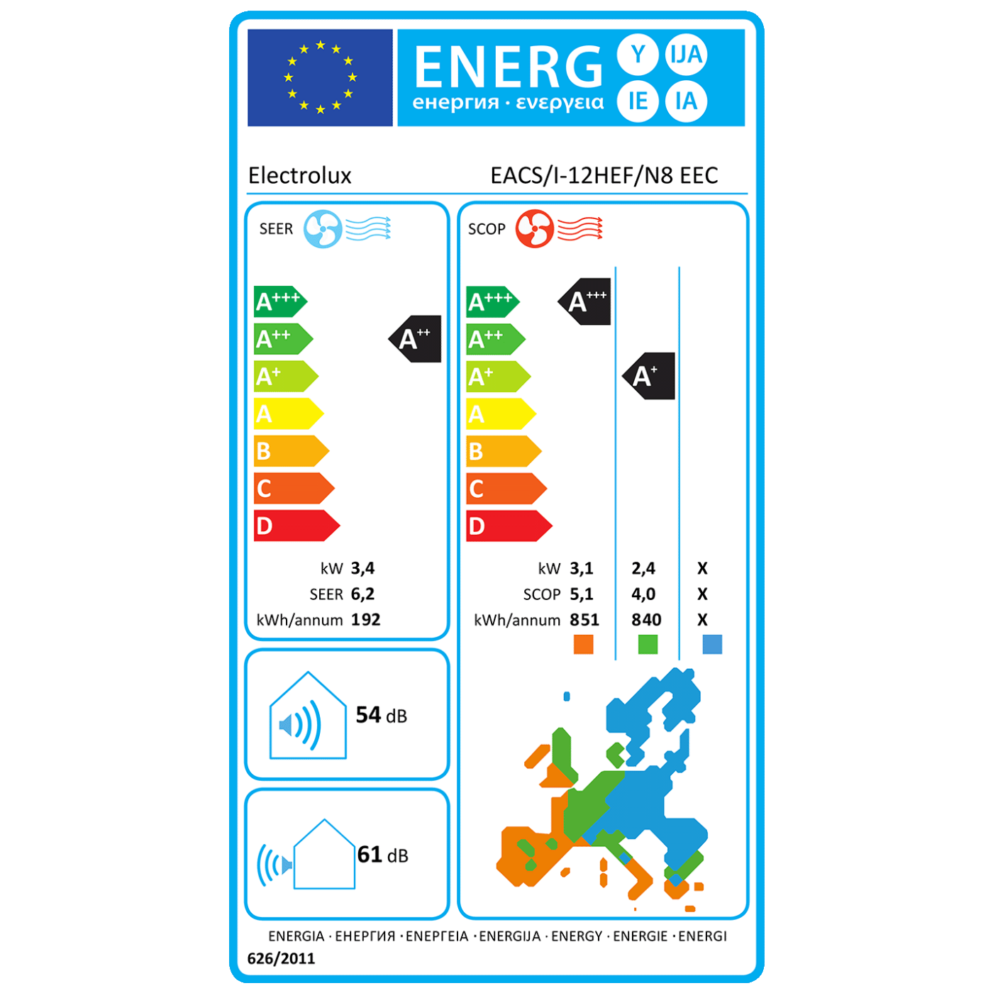 Electrolux Klima uređaj, 12000Btu, WiFi, R32, Inverter, A++/A+ - EACS/I-12HEF/N8 EEC
