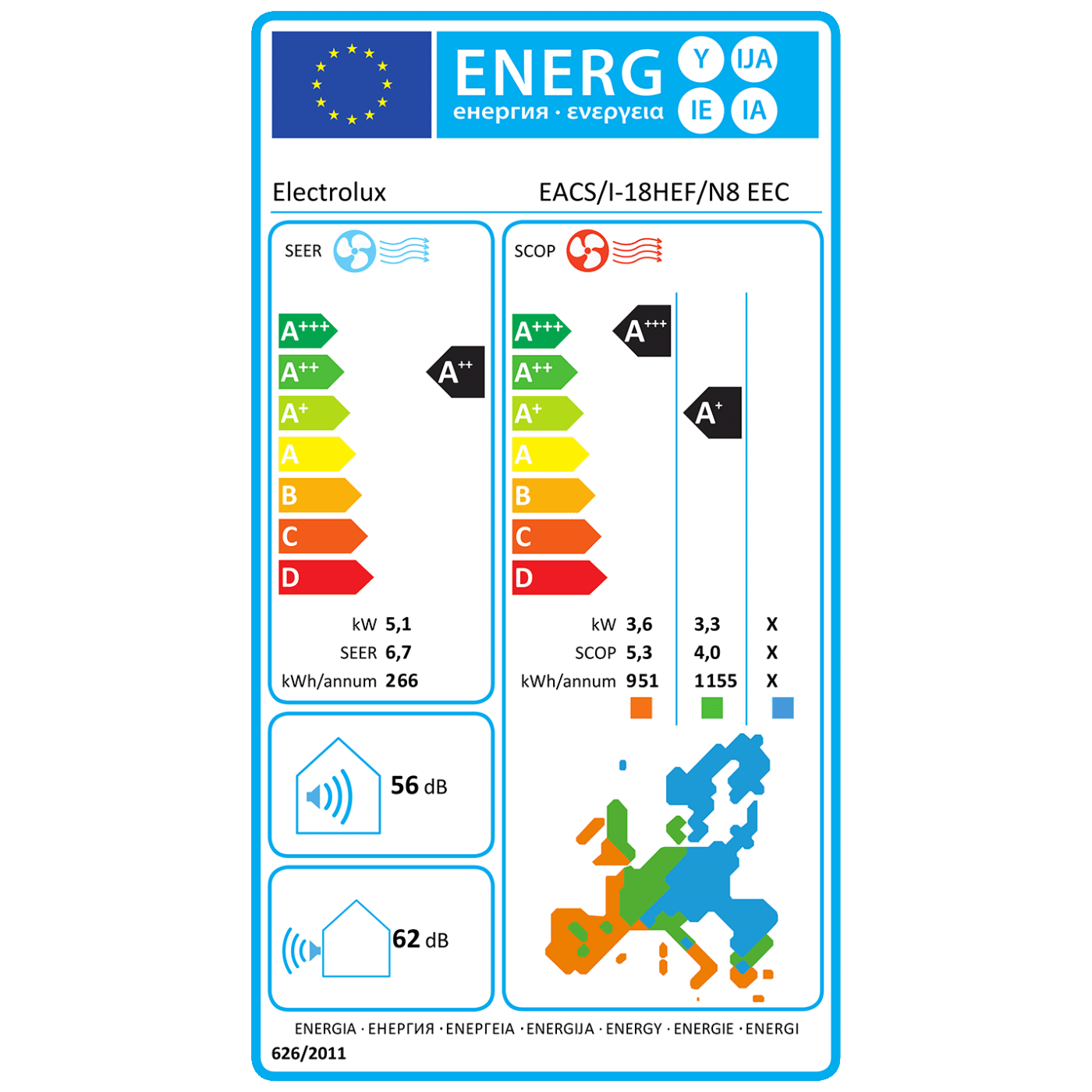 Electrolux Klima uređaj, 18000Btu, WiFi, R32, Inverter, A++/A+ - EACS/I-18HEF/N8 EEC
