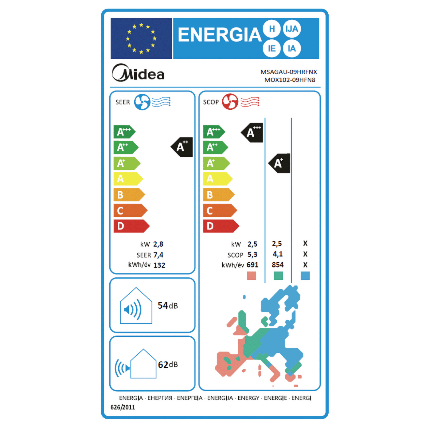 Midea Klima uređaj, split sistem, 9000 Btu, -20°C, WiFi, A++ - Xtreme Save; MG2X-09-SP