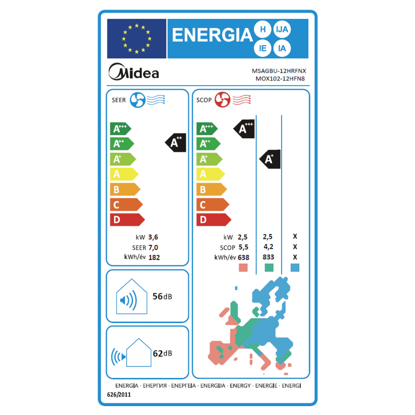 Midea Klima uređaj, split sistem, 12000 Btu, -20°C, R32, WiFi, A++ - Xtreme Save; MG2X-12-SP
