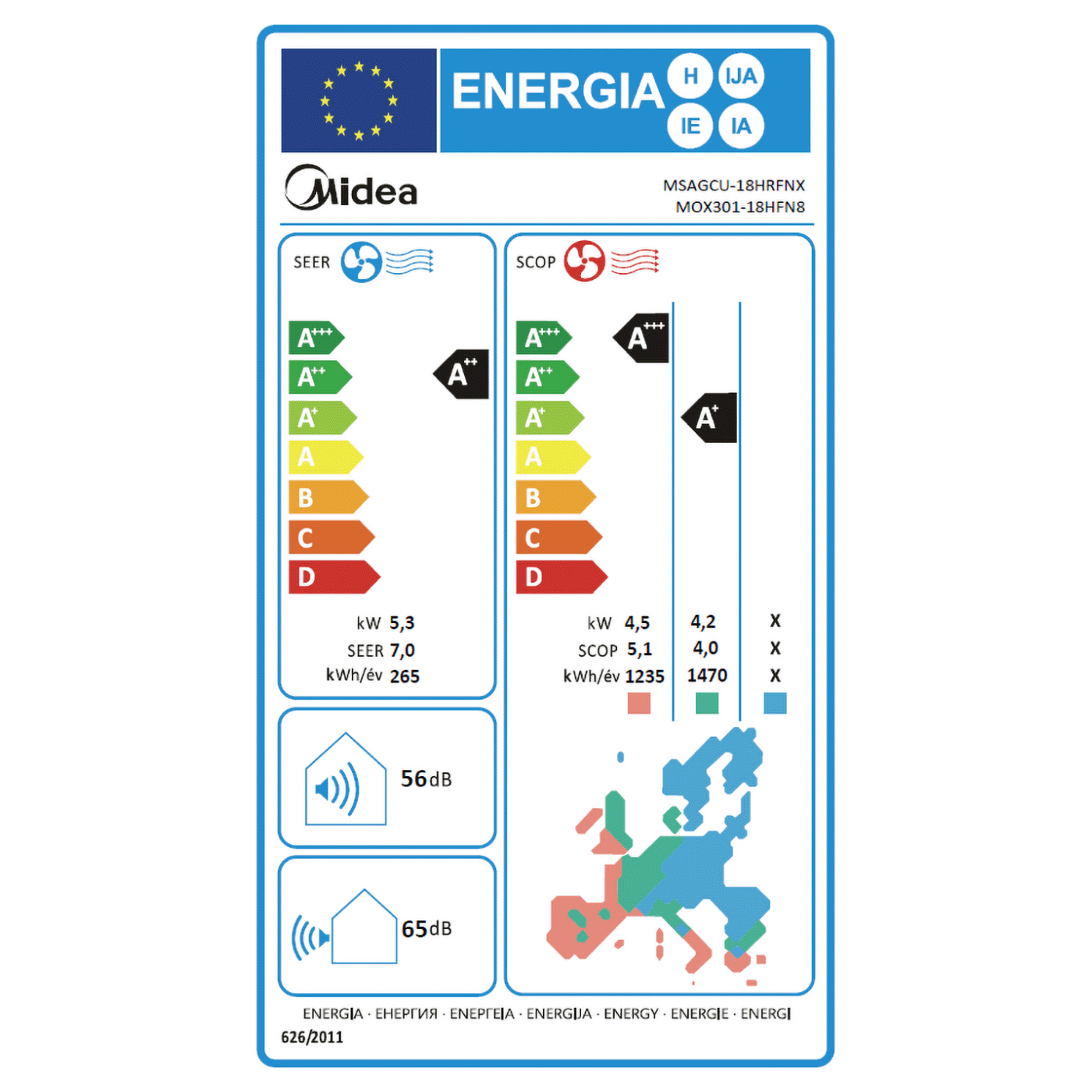 Midea Klima uređaj, split sistem, 18000 Btu, -20°C, R32, WiFi, A++ - Xtreme Save; MG2X-18-SP