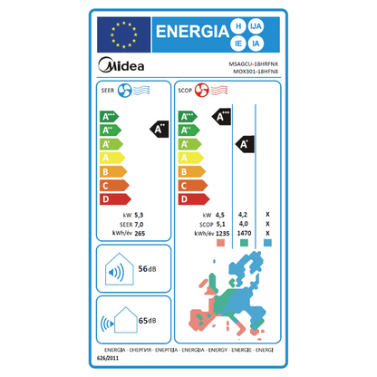 Midea Klima uređaj, split sistem, 18000 Btu, -20°C, R32, WiFi, A++ - Xtreme Save; MG2X-18-SP