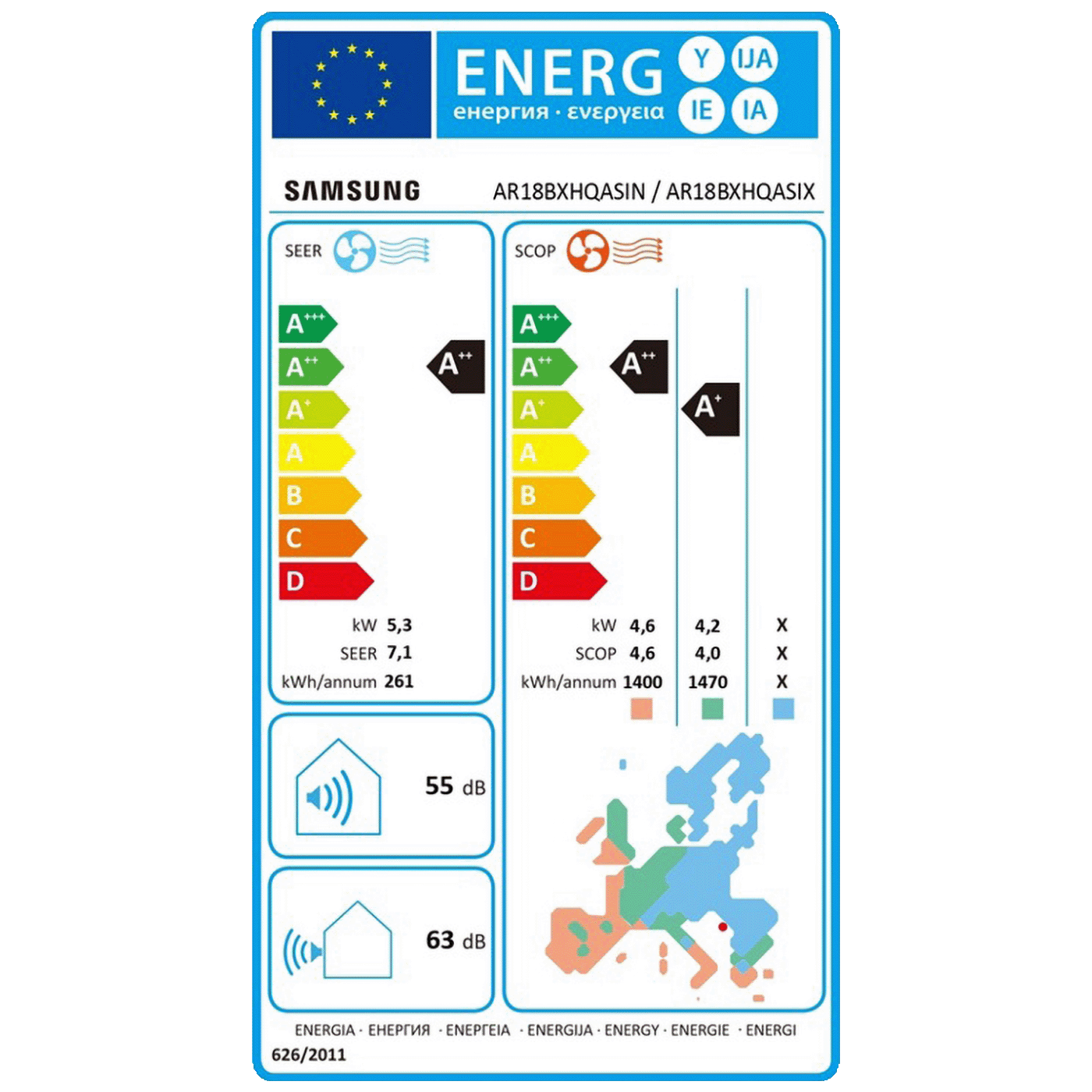 Samsung Klima uređaj, split sistem, 18000 Btu, Inverter, A++ - AR18BXHQASIX