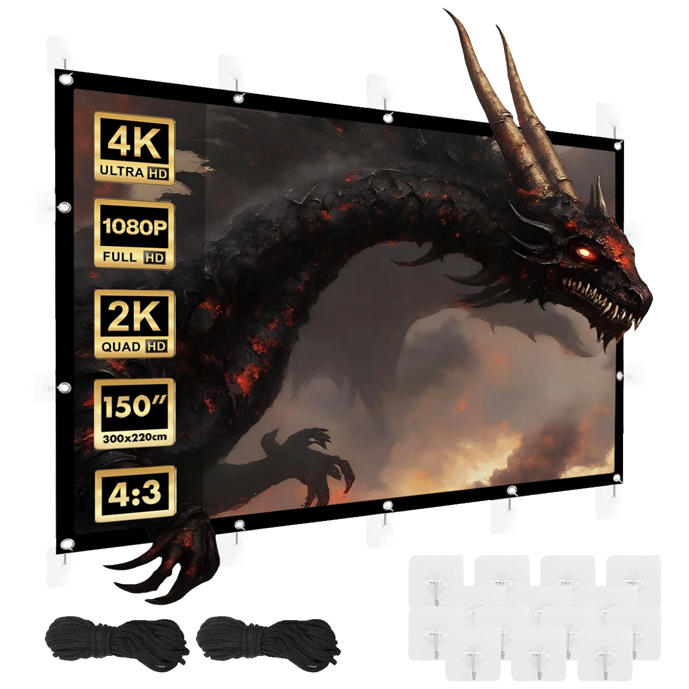 Maclean Platno za projektor, zidno, 330 x 220 cm, 4:3 - MC-168