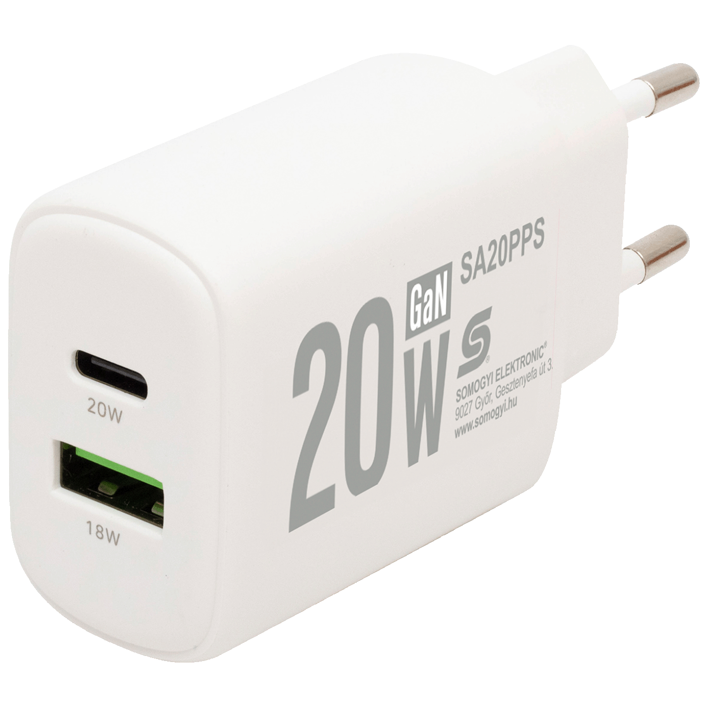 home Punjač kučni, brzi, 1 x USB-A, 1 x USB-C, 20W, GaN - SA20PPS