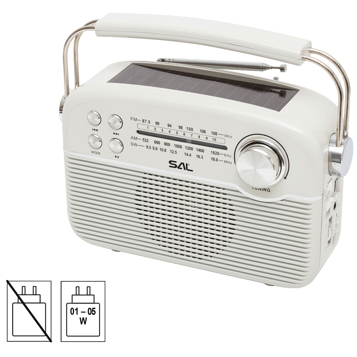 SAL Radio prijemnik sa solarnim napajanjem, FM-AM-SW, Bluetooth - RPR9