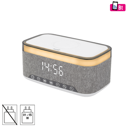 home Sat sa alarmom, FM, 2x5W Bluetooth, Qi punjenje, LED zaslon - LTCR06