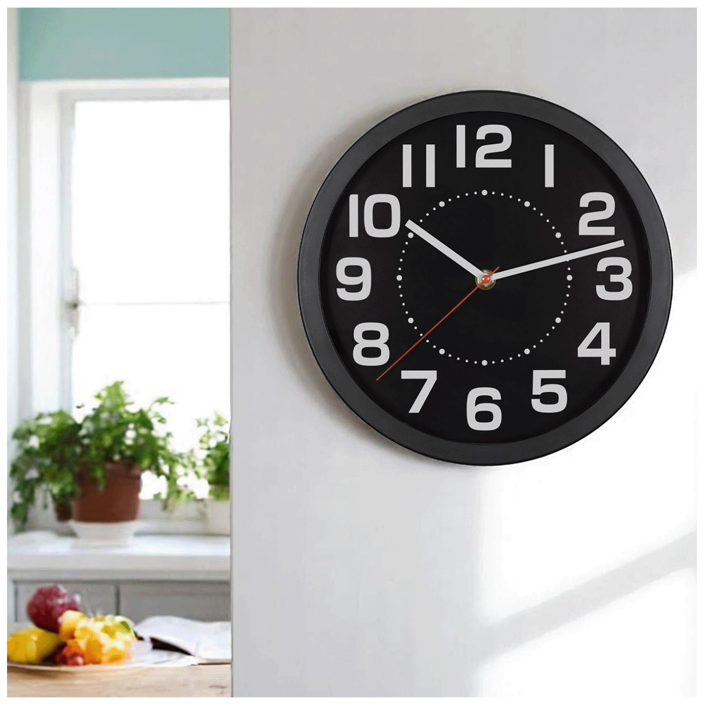 home Zidni sat, staklena prednja strana, 1 x AA baterija, 250 mm - AWC250BK