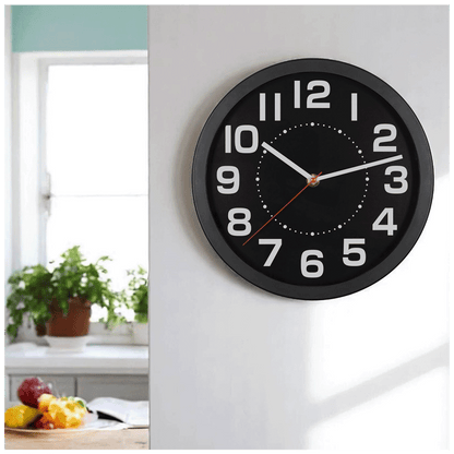 home Zidni sat, staklena prednja strana, 1 x AA baterija, 250 mm - AWC250BK