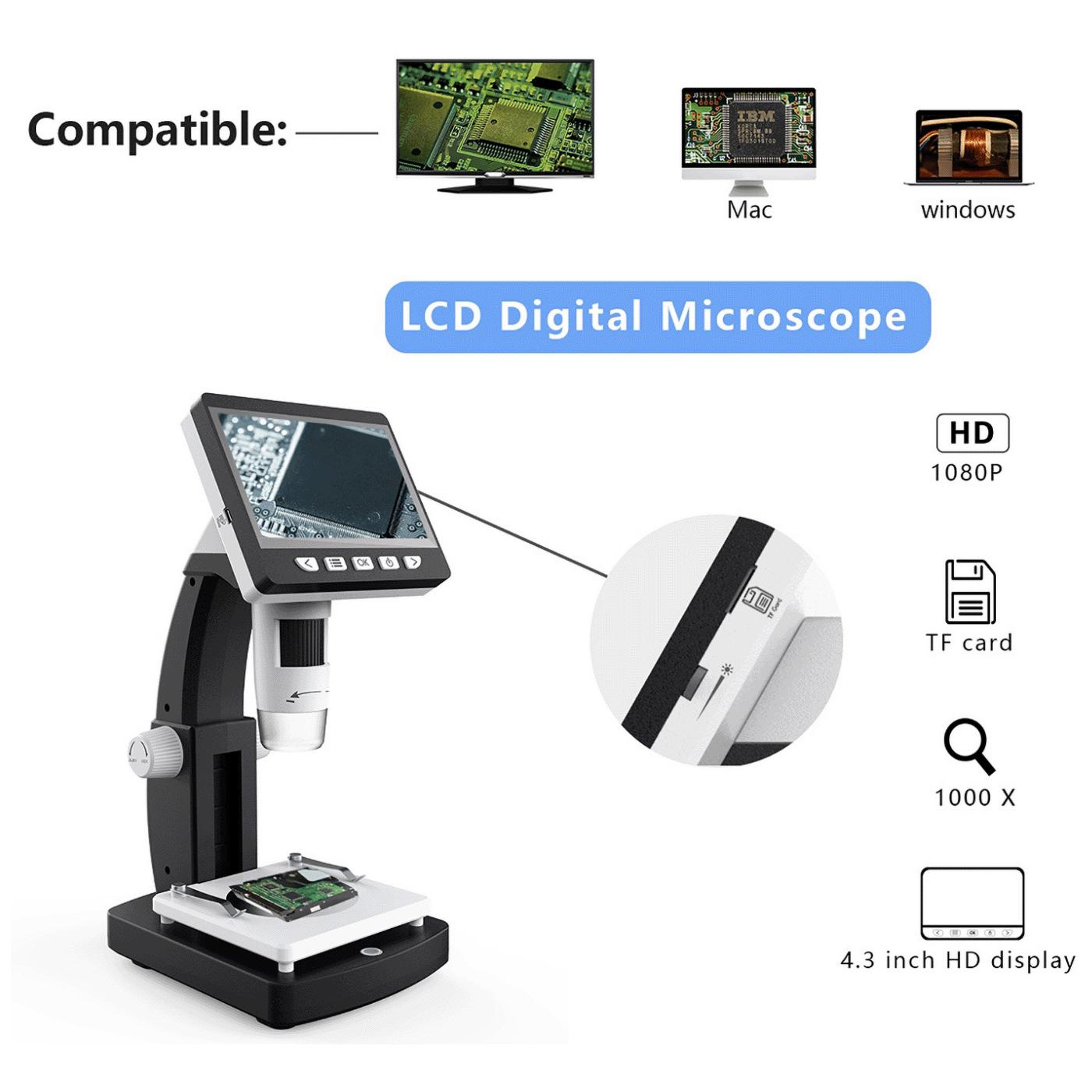 NN-Su Stoni elektronski digitalni mikroskop sa HD ekranom od 4.3" - HC5451